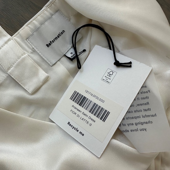 Reformation Arianwen Satin Gown Dress Wedding Bridal Fior Di Latte Sz 0 w/ tags - Picture 4 of 12